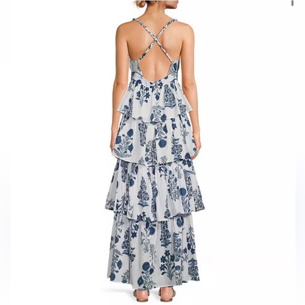 RO’S GARDEN Nevada V-neck Tiered Ruffle Maxi Dress NWT - Picture 2 of 12